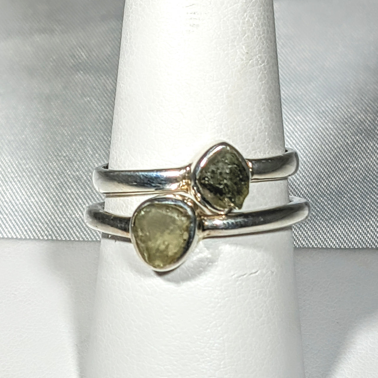 Genuine Moldavite Rough Stone Sterling Silver Ring #J804