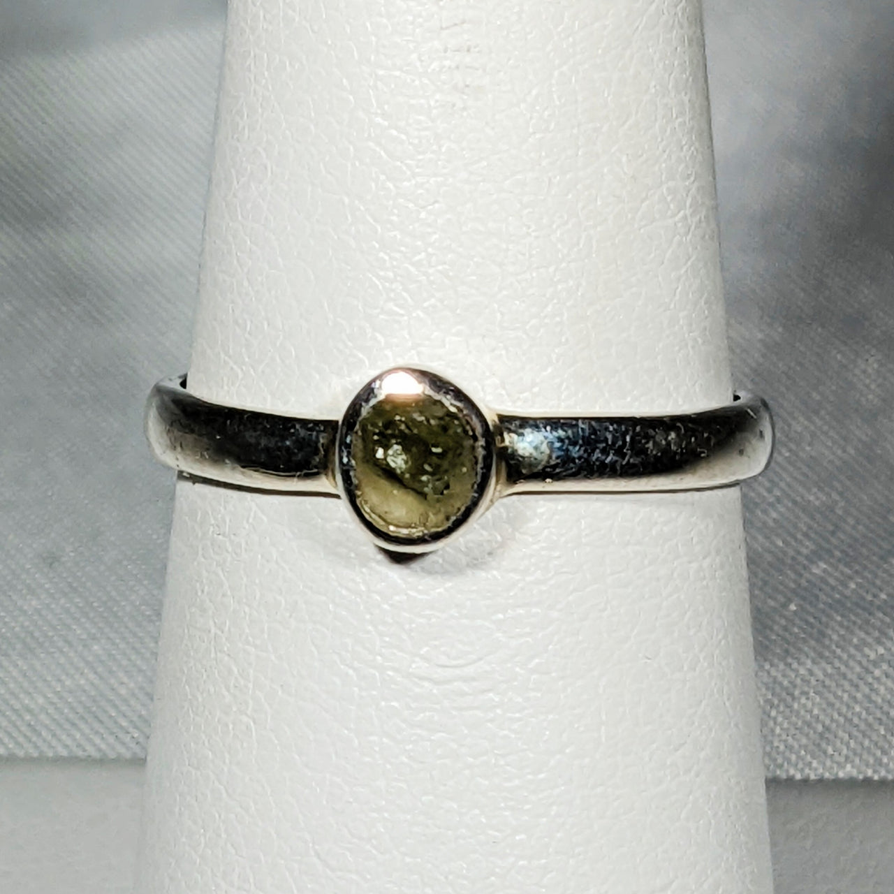 Genuine Moldavite Rough Stone Sterling Silver Ring #J804