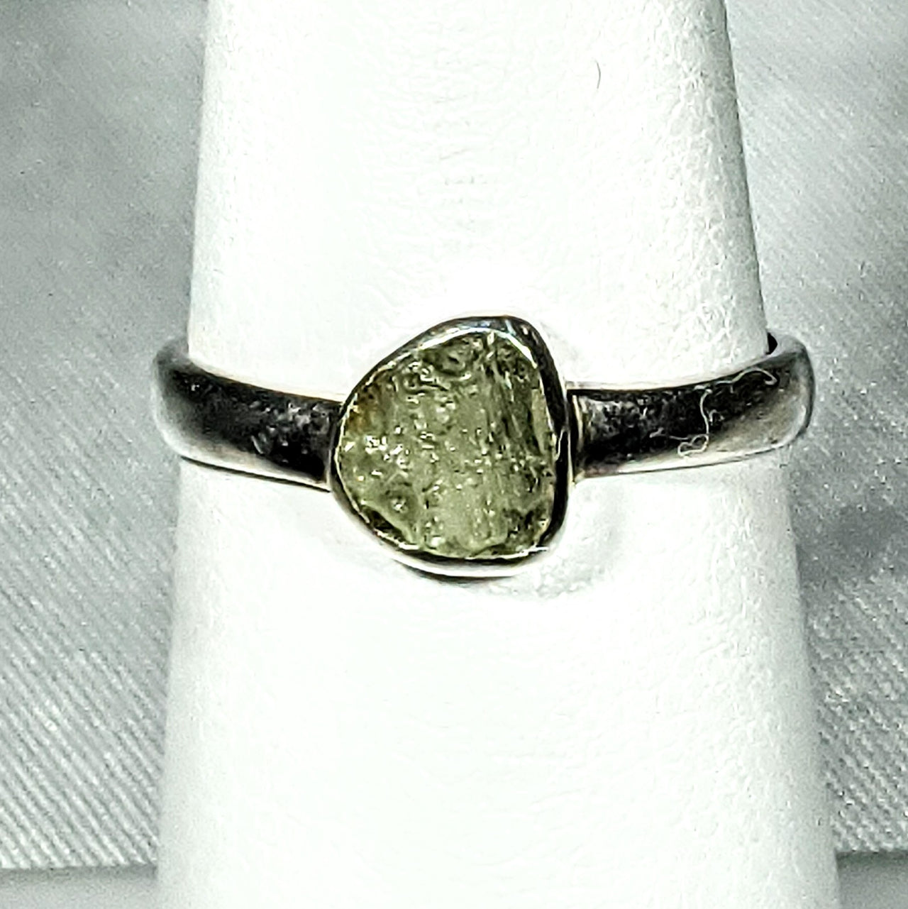 Genuine Moldavite Rough Stone Sterling Silver Ring #J804