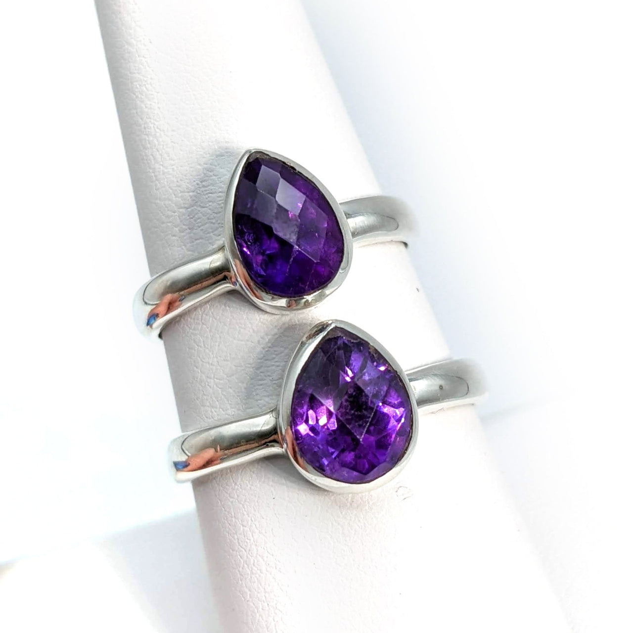 Amethyst Faceted Teardrop Ring Choose Size (3g) #SK5775