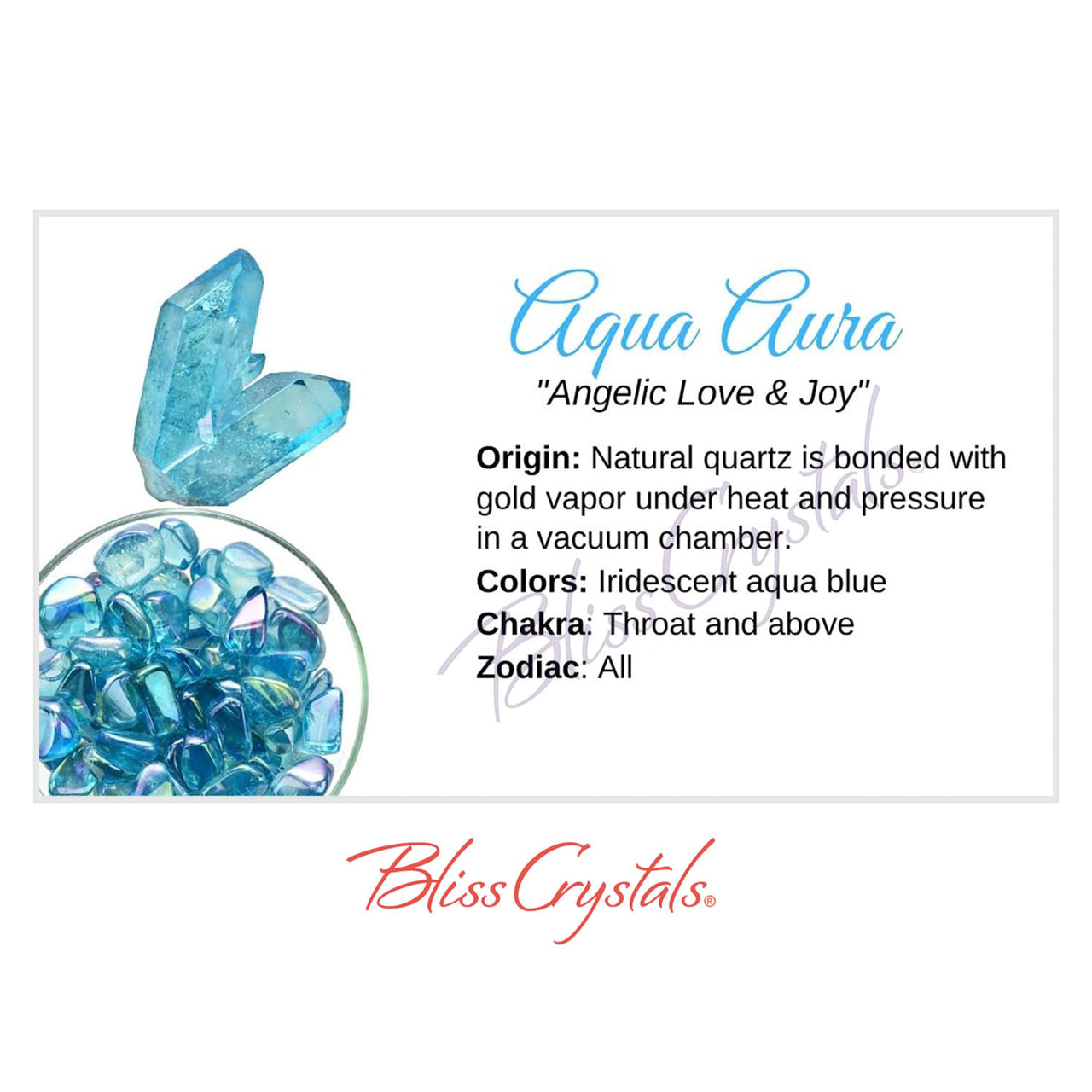 AQUA AURA Crystal Information Card Double sided #HC49