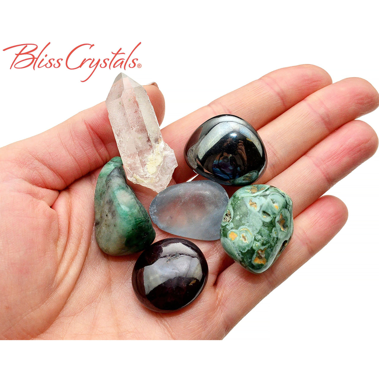 AQUARIUS Zodiac Set of 6 Crystals + Gift Box Bag & Info Card