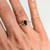 Thumbnail for Black Tourmaline Dainty Natural Stackable Crystal Ring.925 