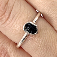 Thumbnail for Black Tourmaline Dainty Natural Stackable Crystal Ring.925 