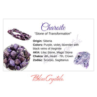 Thumbnail for CHAROITE Crystal Information Card Double sided #HC17