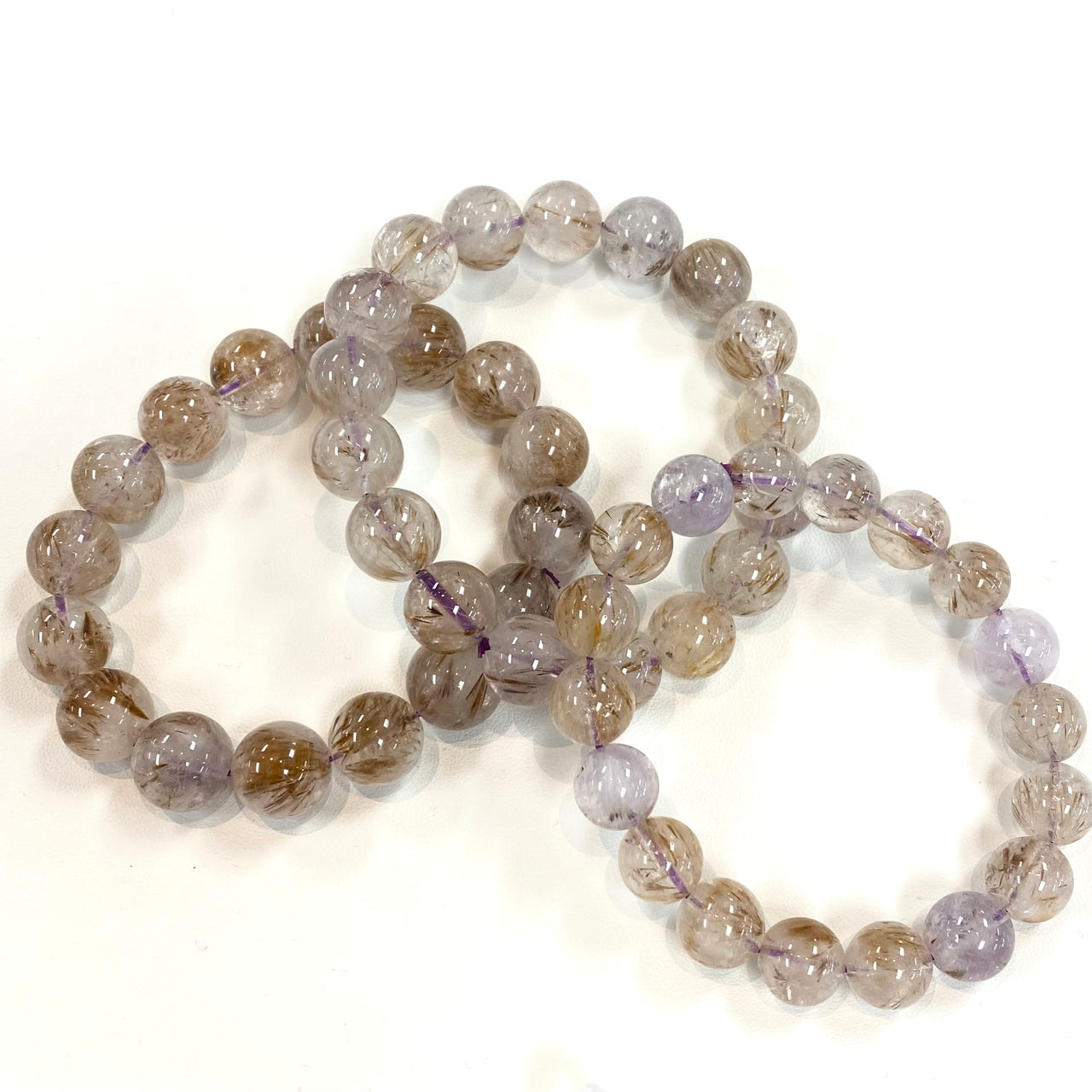 Rutilated Amethyst Beaded Bracelet #J050