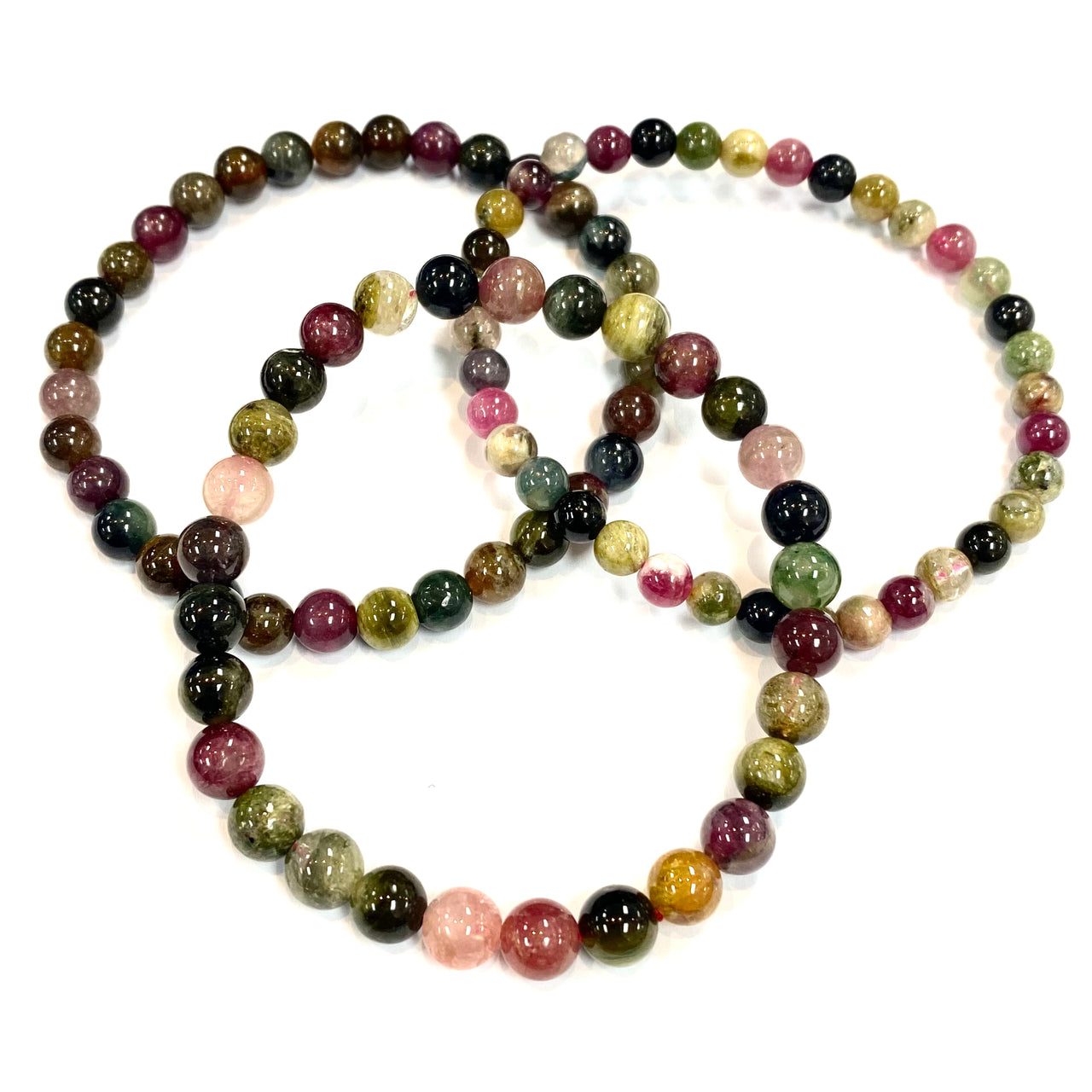 Watermelon Tourmaline Bead Bracelet #J066