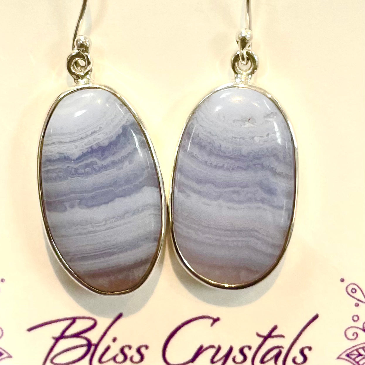 Blue Lace Agate S.S Earrings #J926