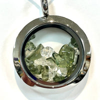 Thumbnail for SALE Moldavite and Phenacite Locket Pendant Necklace #J577