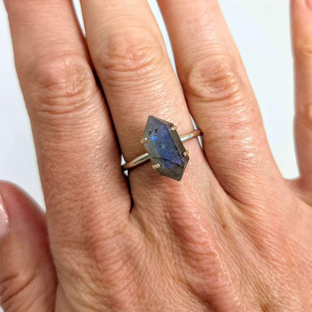 Labradorite Double Terminated Ring.925 Sterling Silver Sizes