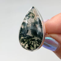 Thumbnail for Moss Agate Teardrop Sterling Silver Ring Sz. 7 #SK8341 - 