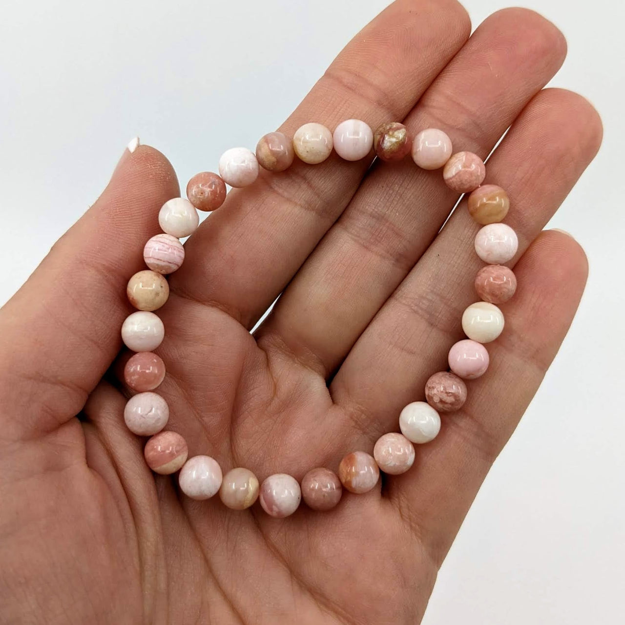 Pink Opal 7mm Beaded Bracelet 7 #SK6587 - $29