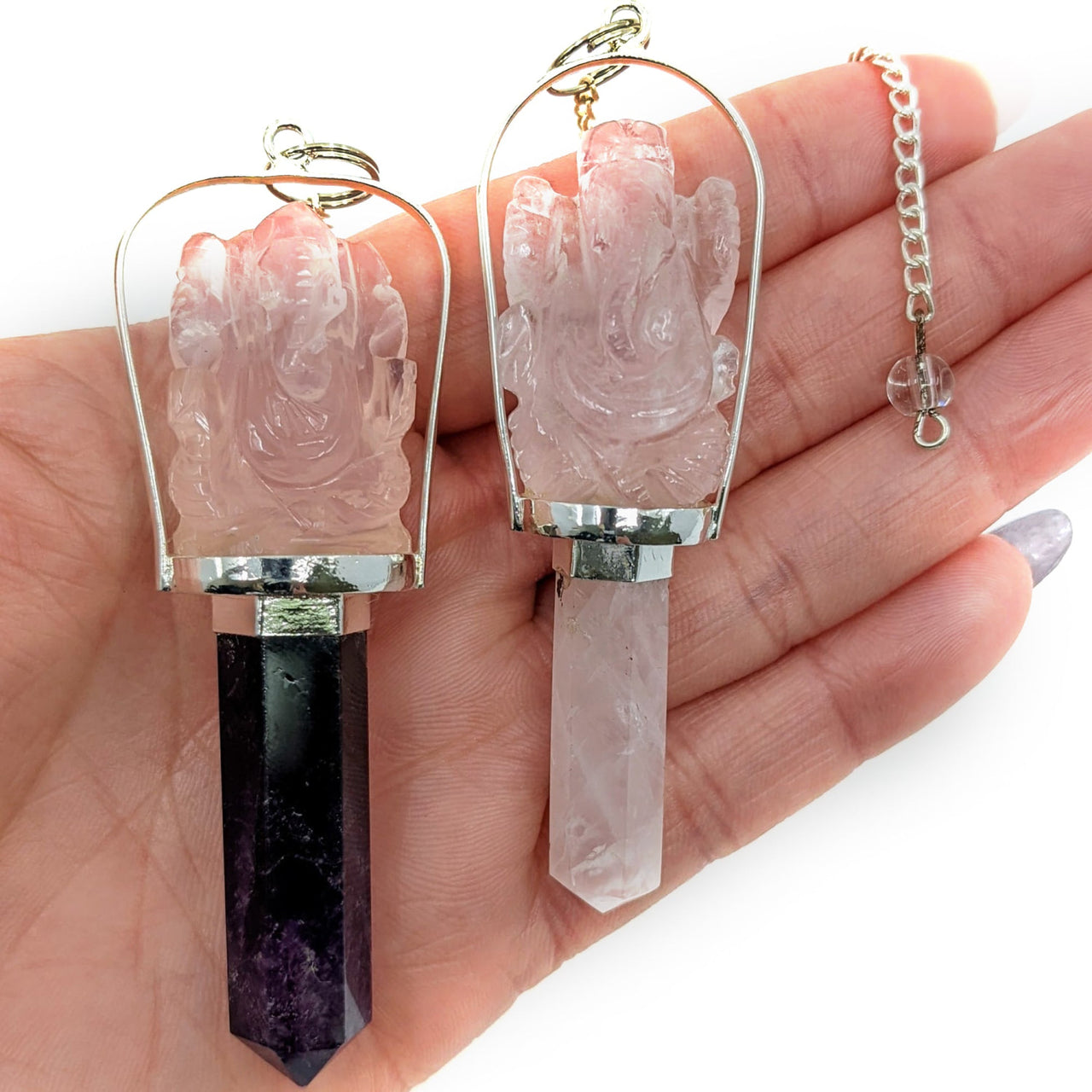 Rose Quartz Ganesh Pendulum #SK6203