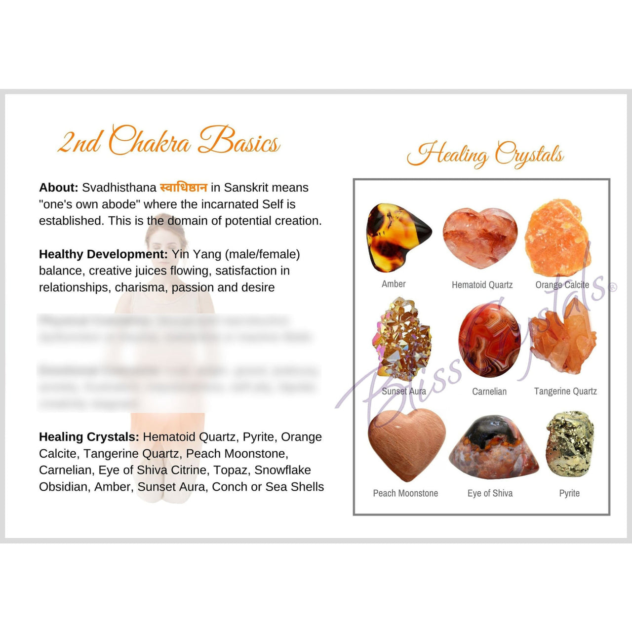 Sacral 2nd Chakra Svadhisthana Information Card Double sided