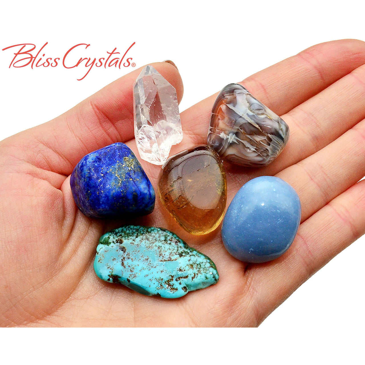 SAGITTARIUS Zodiac Set of 6 Crystals + Gift Box Bag & Info 