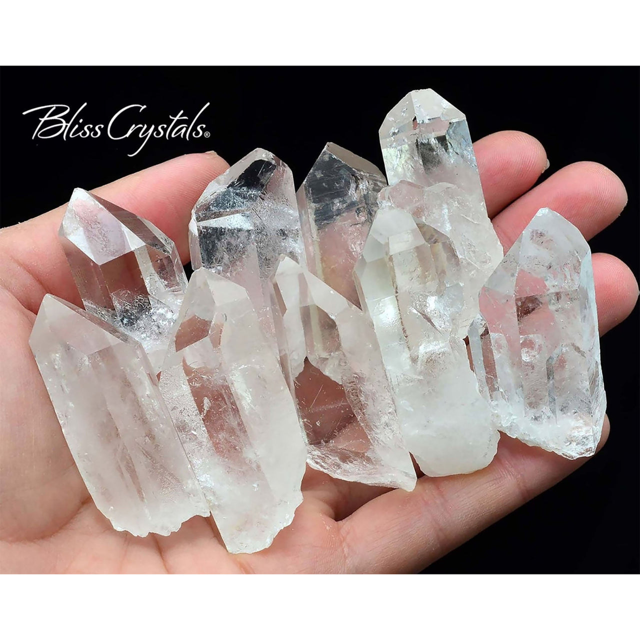 Set of 2 Large Rough CLEAR QUARTZ Crystal Points (1.5in+ ea)